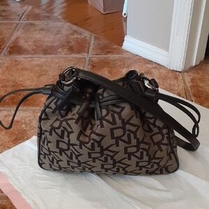 DKNY Brown Monogram Shoulder Bag